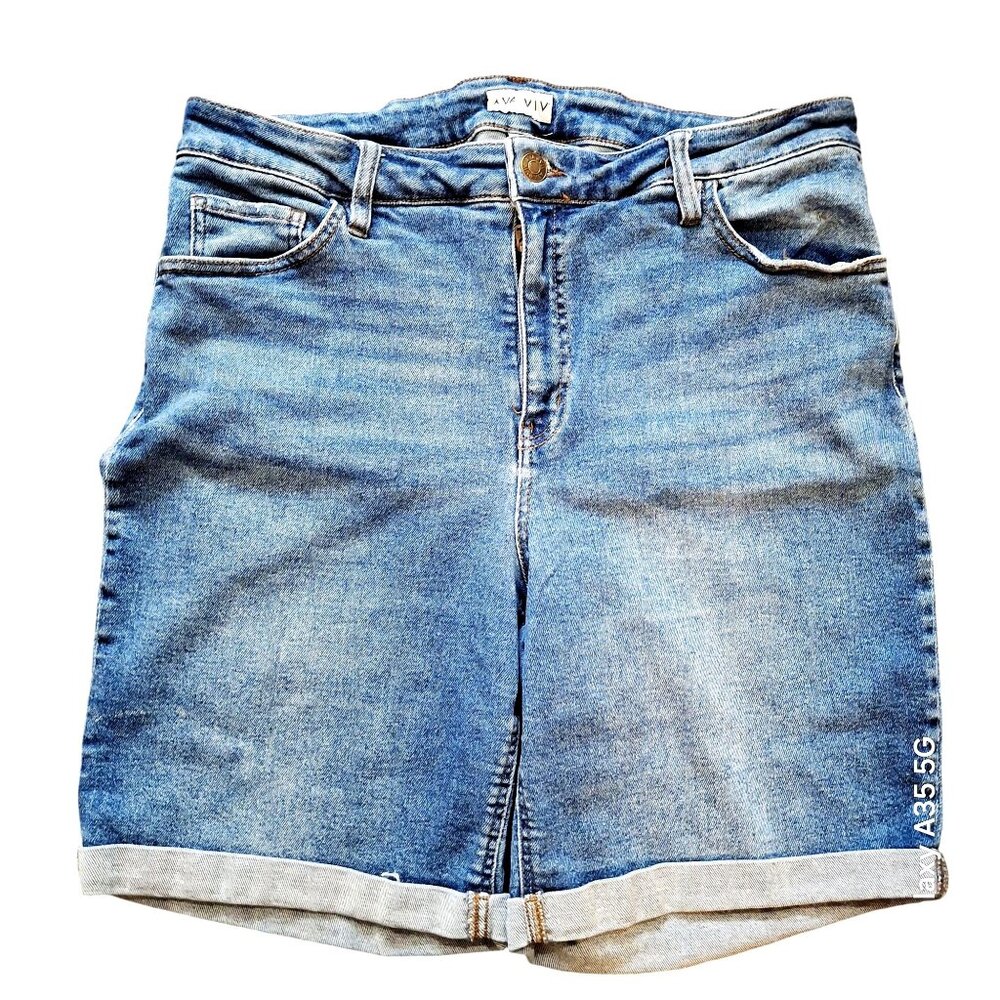 Ava & Viv Womens Denim Bermuda Shorts Size 16W Light Wash Mid-Rise Stretchable C